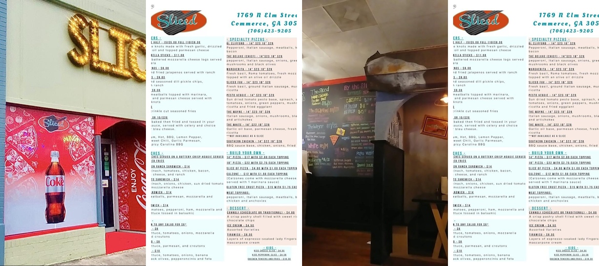 Sliced on Elm Menu